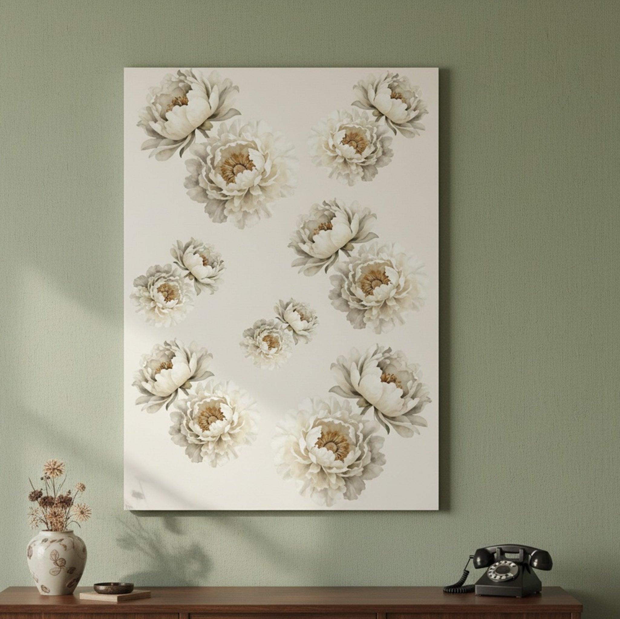 Affiche Botanique Pivoine Ivoire – Poster Floral Brillant - FlowR