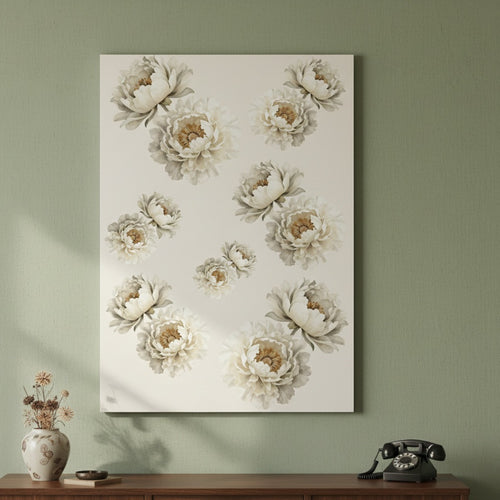 Affiche Botanique Pivoine Ivoire – Poster Floral Brillant - FlowR