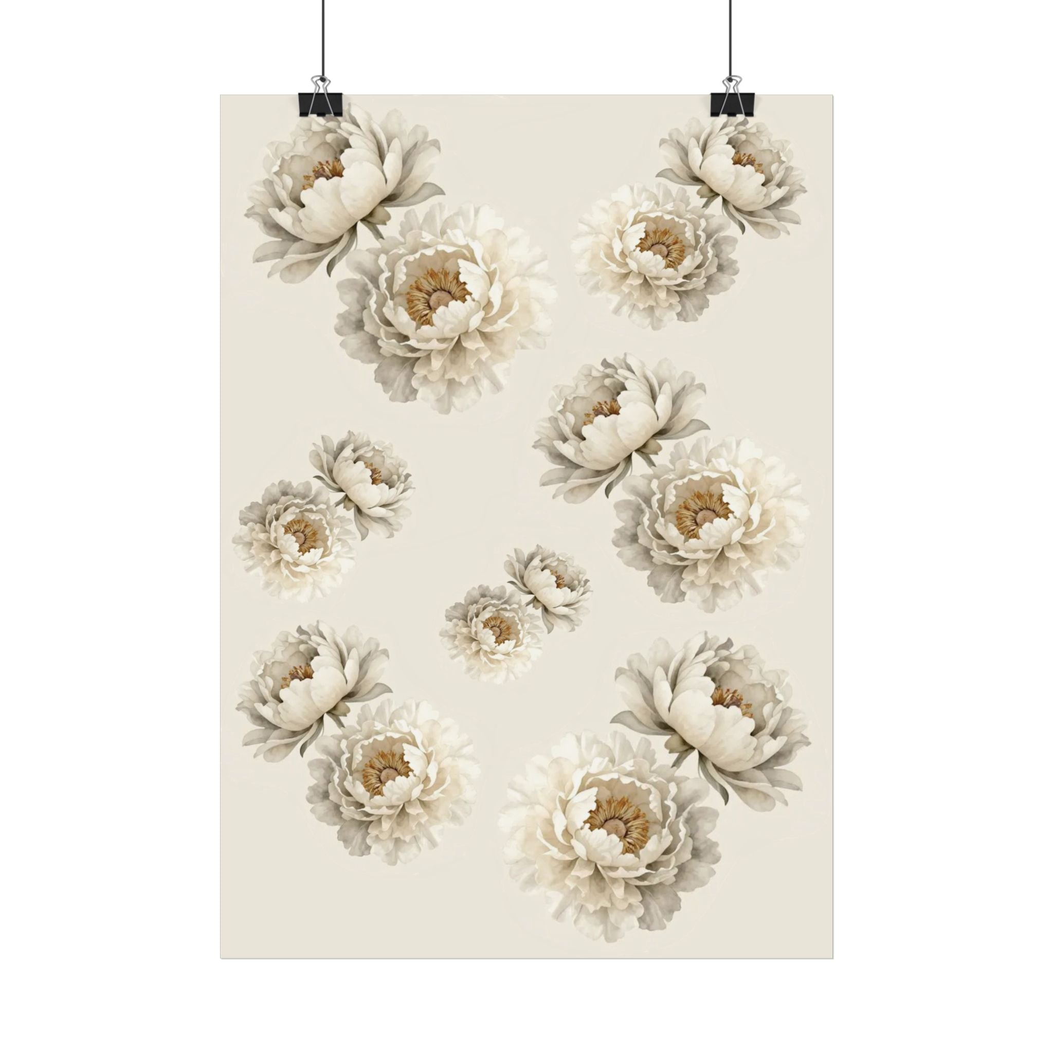 Affiche Botanique Pivoine Ivoire – Poster Floral Brillant - FlowR
