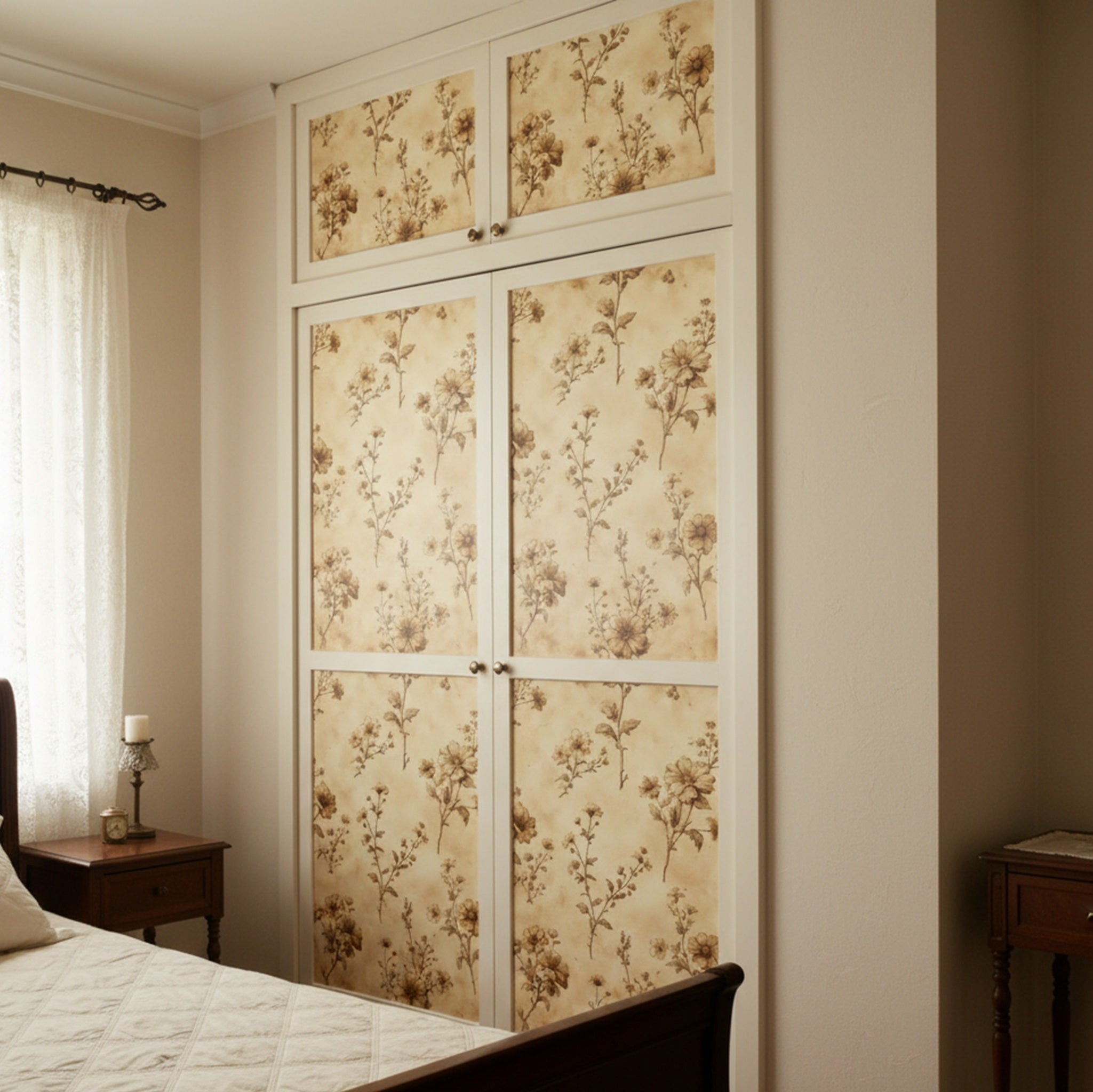 Fresque Florale Adhésive – Fleurs Sépia Patiné - FlowR