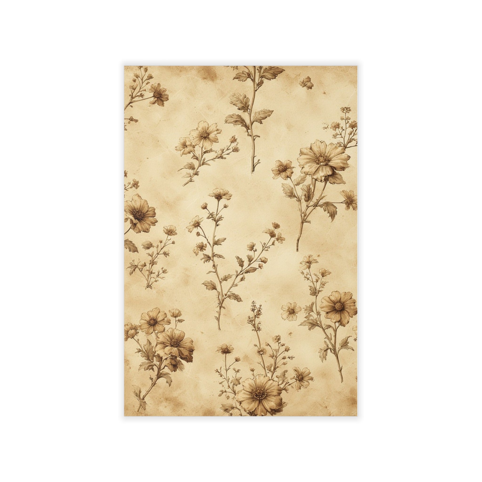 Fresque Florale Adhésive – Fleurs Sépia Patiné - FlowR