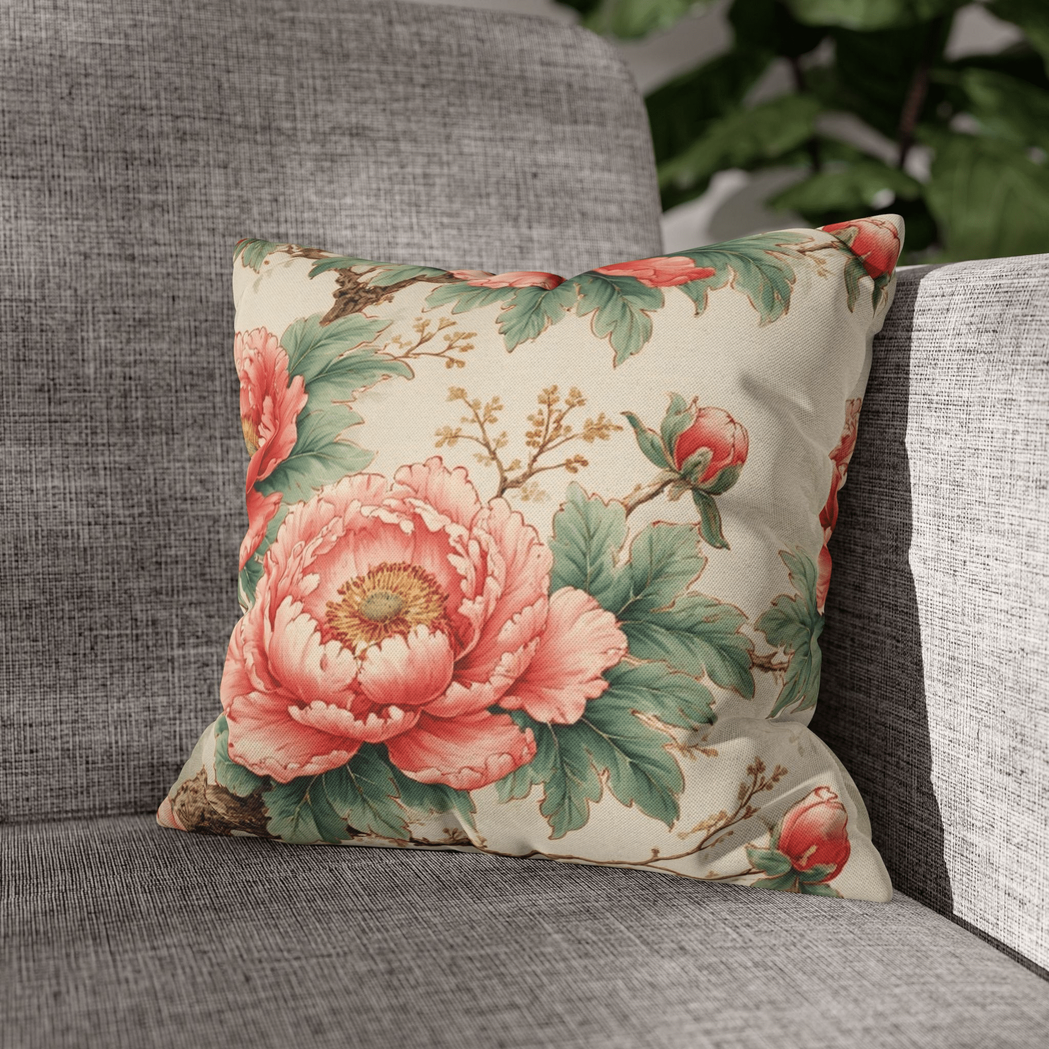 Housse de Coussin Rose – Pivoine cottage - FlowR