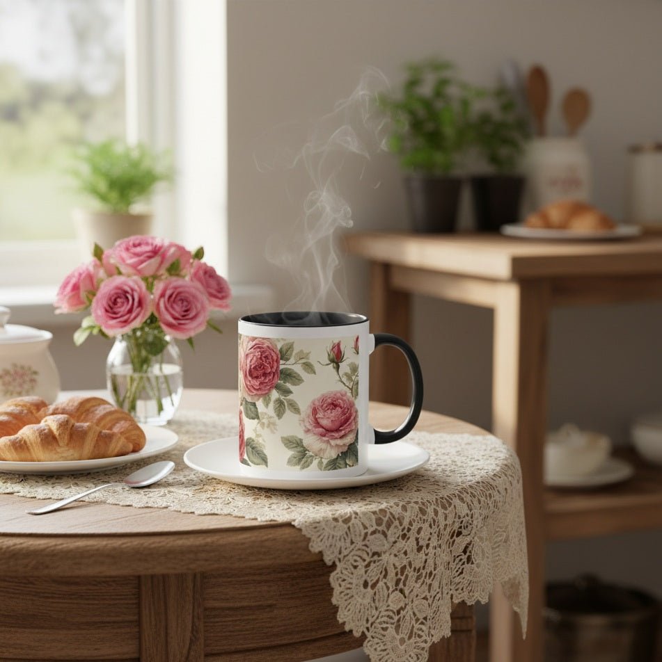 Mug Floral Vintage 33 cl – Motif Roses Victoriennes - FlowR