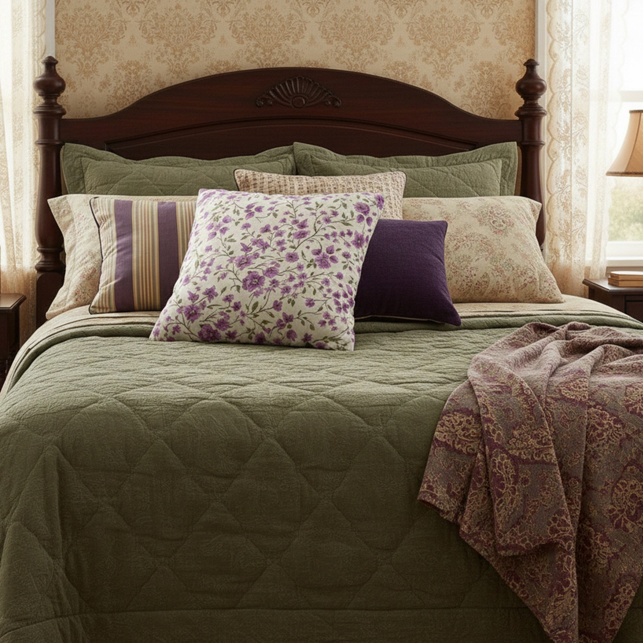 Oreiller Décoration Chambre - Millefleurs Couleur Lavande - FlowR