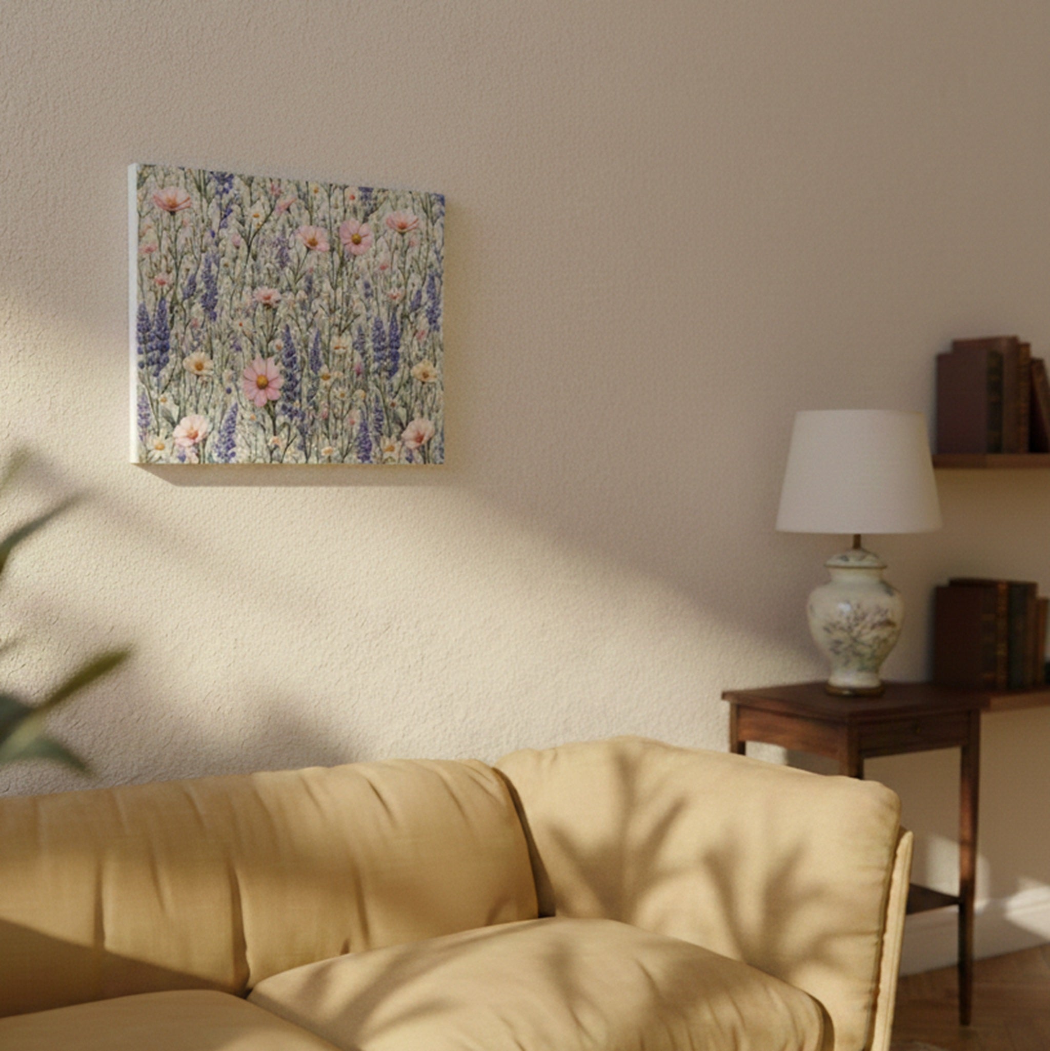 Tableau Bucolique Prairie – Millefleur fond vert - FlowR