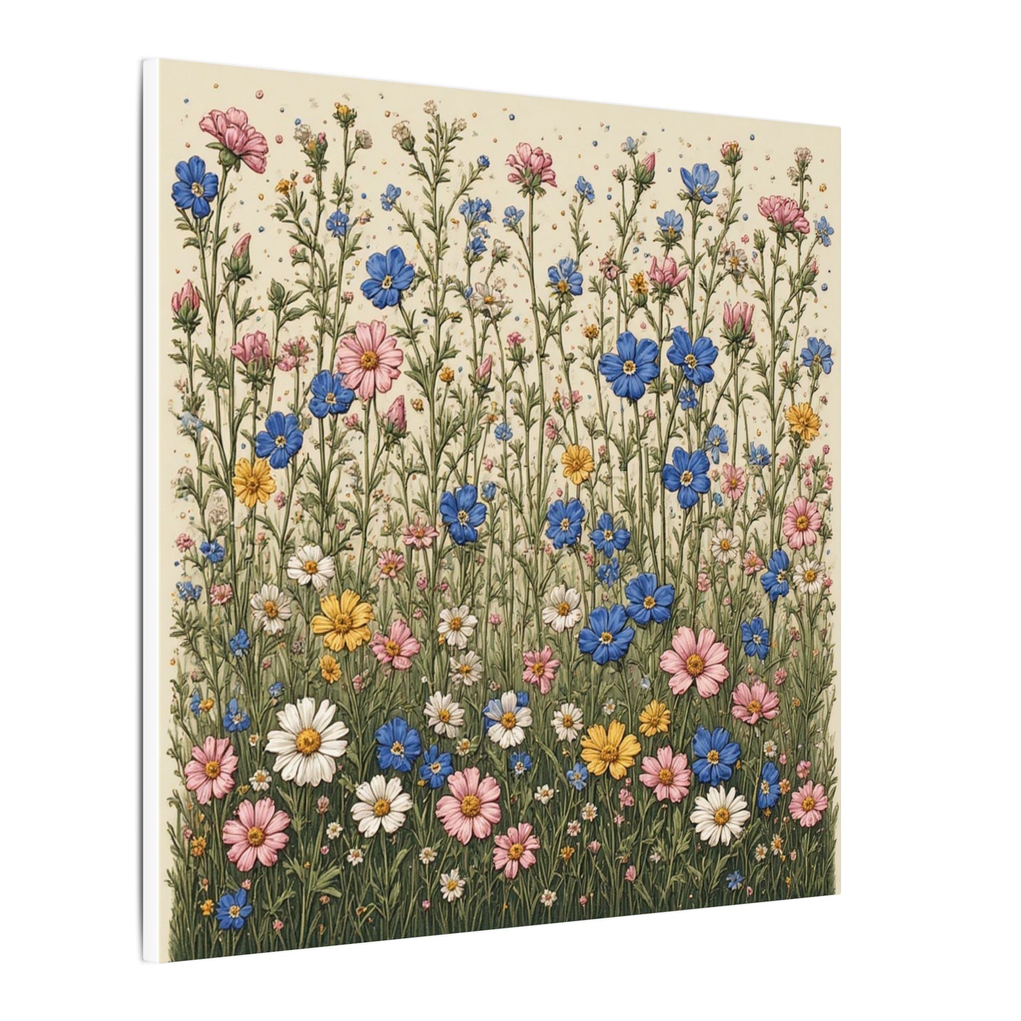 Tableau décoratif carré – Motif Millefleurs prairie bucolique - FlowR