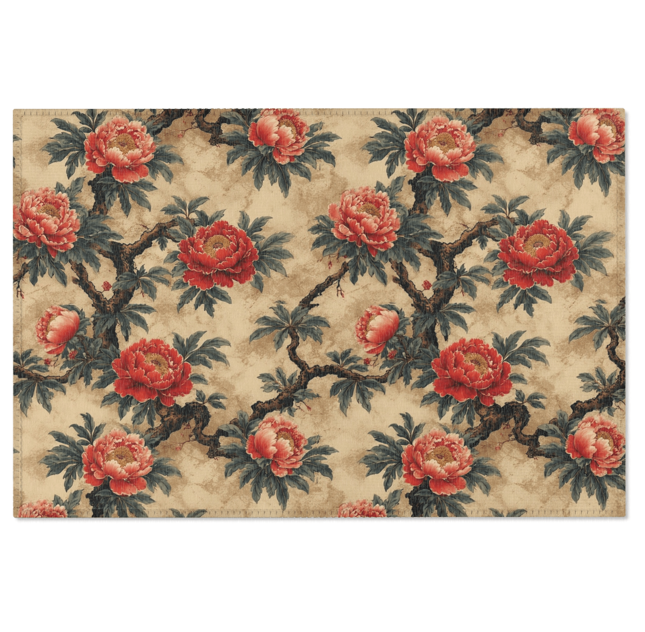 Tapis floral vintage – Roses anciennes Oriental sepia - FlowR