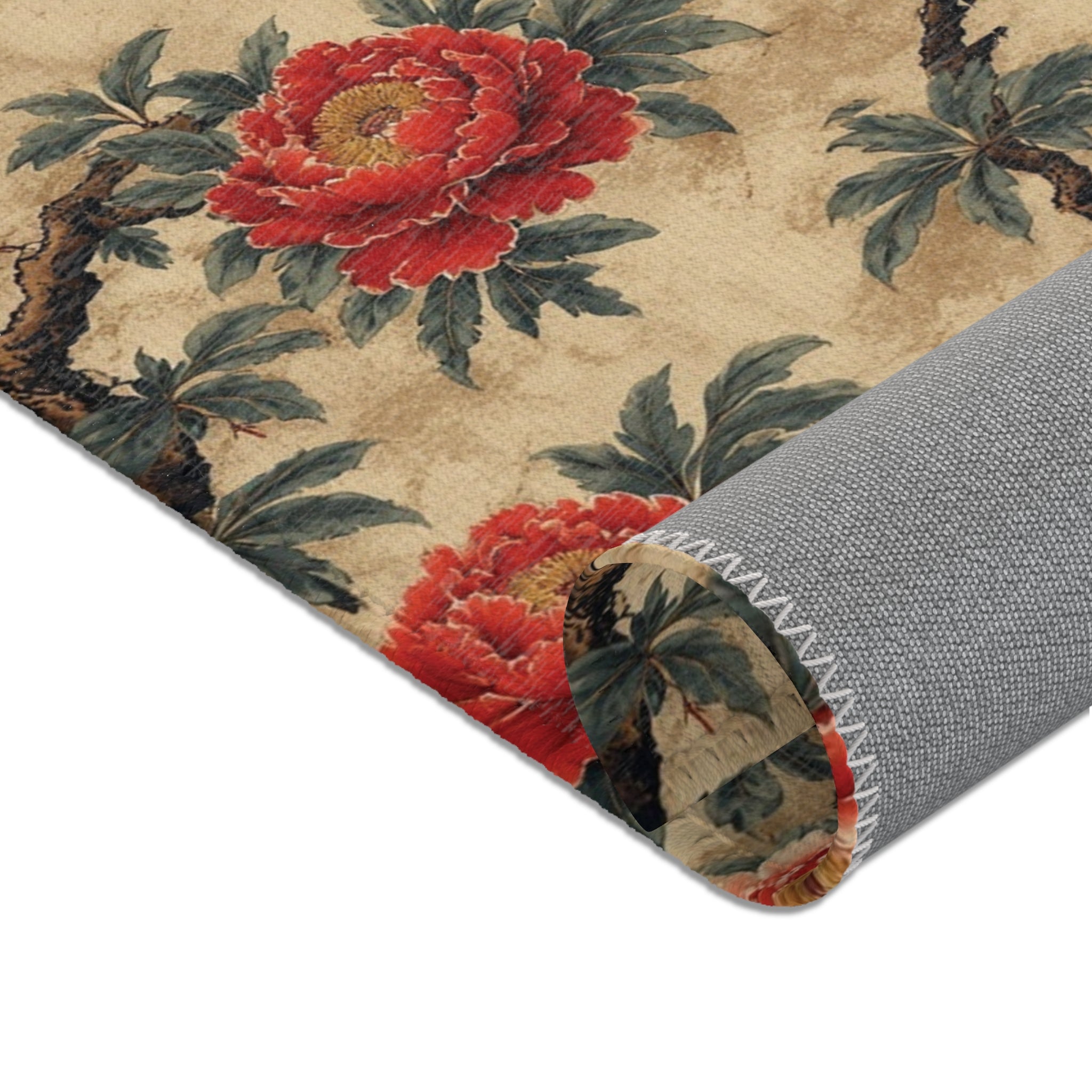 Tapis floral vintage – Roses anciennes Oriental sepia - FlowR