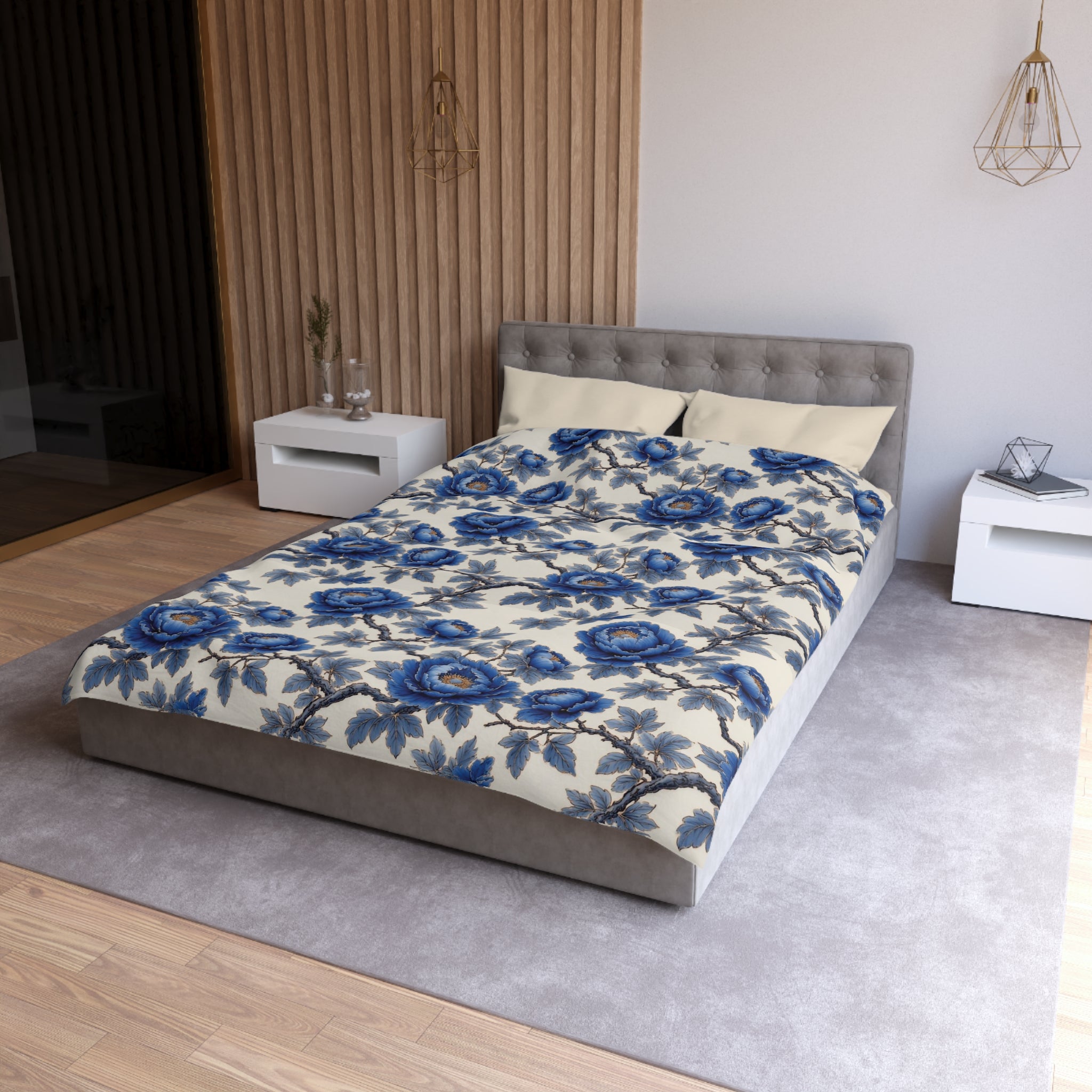 Housse de Couette Pivoine – Jardin Vintage Bleu - FlowR